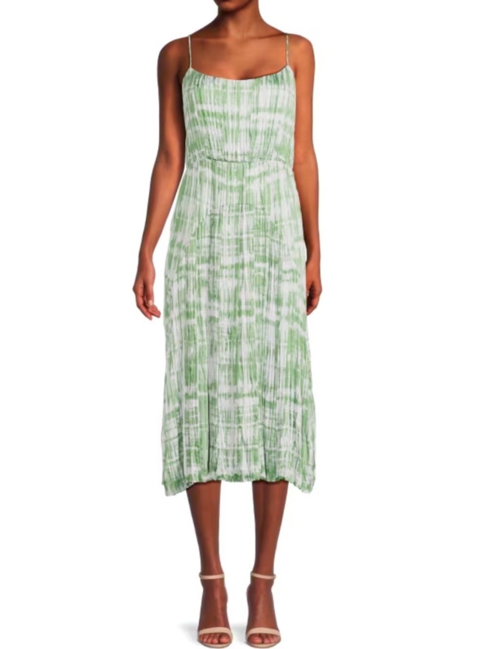 NWT Vince Tie Dye Ruched Midi Cami Dress Size XL Green